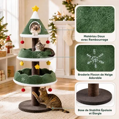 GIANTEX Arbre a Chat Sapin de Noel Hauteur 143CM, Condo Douillet Supérieur GIANTEX Arbre a Chat Sapin de Noel Hauteur 143CM, Condo Douillet Supérieur