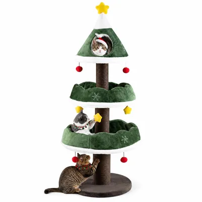 GIANTEX Arbre a Chat Sapin de Noel Hauteur 143CM, Condo Douillet Supérieur GIANTEX Arbre a Chat Sapin de Noel Hauteur 143CM, Condo Douillet Supérieur