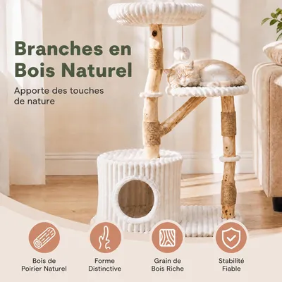 GIANTEX Arbre a Chat en Bois Moderne XL à 4 Niveaux, 56x41x105CM GIANTEX Arbre a Chat en Bois Moderne XL à 4 Niveaux, 56x41x105CM