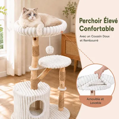GIANTEX Arbre a Chat en Bois Moderne XL à 4 Niveaux, 56x41x105CM GIANTEX Arbre a Chat en Bois Moderne XL à 4 Niveaux, 56x41x105CM