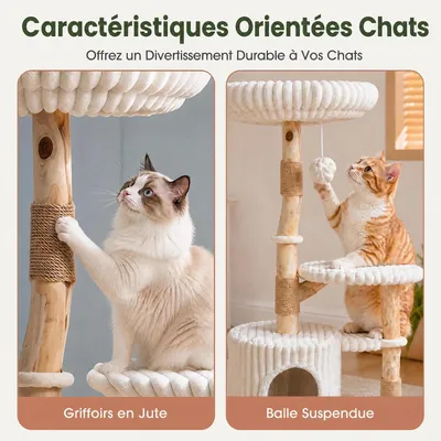 GIANTEX Arbre a Chat en Bois Moderne XL à 4 Niveaux, 56x41x105CM