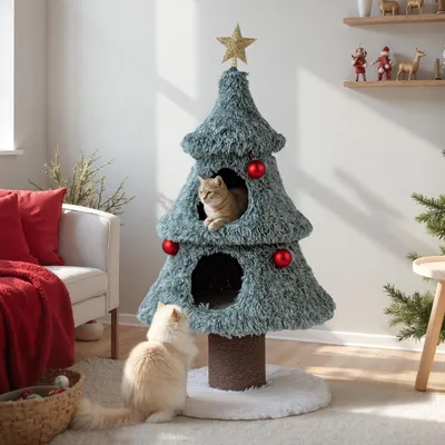 GIANTEX Arbre a Chat de Noël, Hauteur 123CM