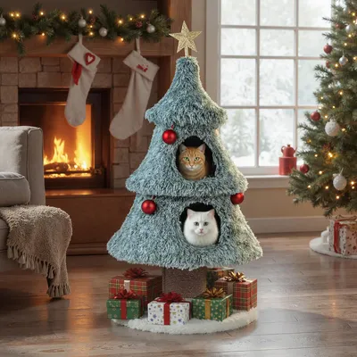 GIANTEX Arbre a Chat de Noël, Hauteur 123CM GIANTEX Arbre a Chat de Noël, Hauteur 123CM