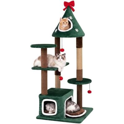 GIANTEX Arbre à Chat en Tissu Peluche, avec Perchoirs