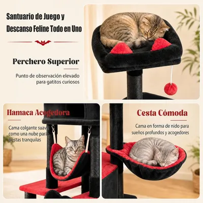 GIANTEX Árbol Rascador para Gatos Gótico con Postes Rascadores de Sisal GIANTEX Árbol Rascador para Gatos Gótico con Postes Rascadores de Sisal