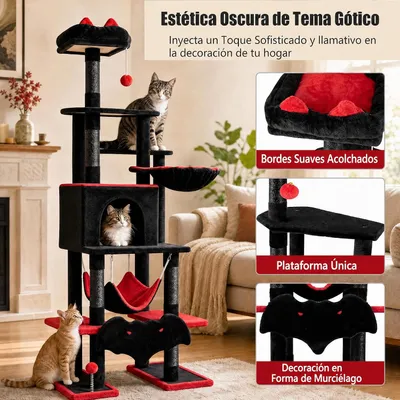 GIANTEX Árbol Rascador para Gatos Gótico con Postes Rascadores de Sisal GIANTEX Árbol Rascador para Gatos Gótico con Postes Rascadores de Sisal