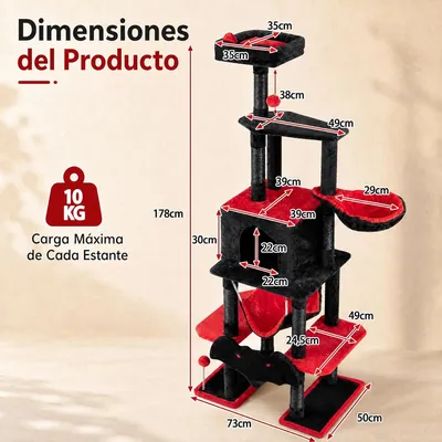 GIANTEX Árbol Rascador para Gatos Gótico con Postes Rascadores de Sisal GIANTEX Árbol Rascador para Gatos Gótico con Postes Rascadores de Sisal