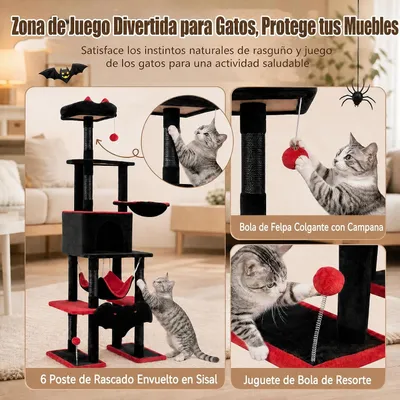 GIANTEX Árbol Rascador para Gatos Gótico con Postes Rascadores de Sisal