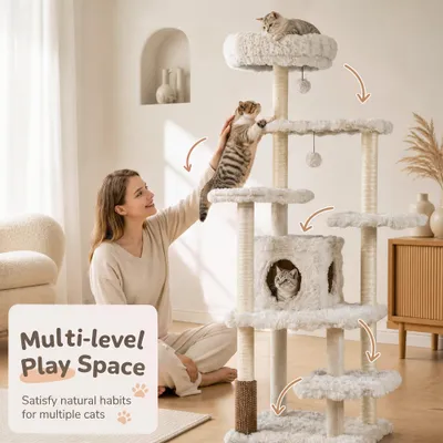 GIANTEX Arbre a Chat XXL en Bois Solide Hauteur 170CM