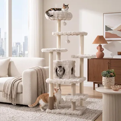 GIANTEX Arbre a Chat XXL en Bois Solide Hauteur 170CM