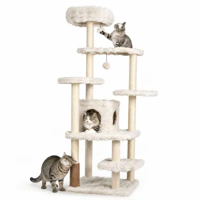 GIANTEX Arbre a Chat XXL en Bois Solide Hauteur 170CM