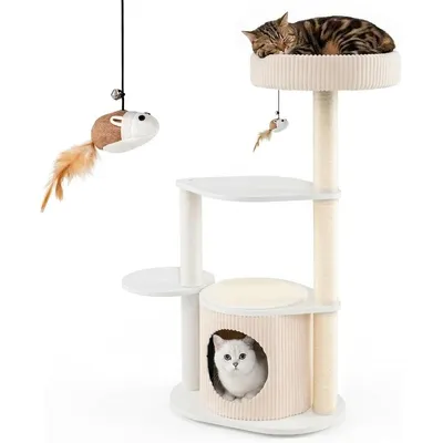GIANTEX Arbre a Chat Interieur 105cm avec Condo, Planche à Gratter GIANTEX Arbre a Chat Interieur 105cm avec Condo, Planche à Gratter