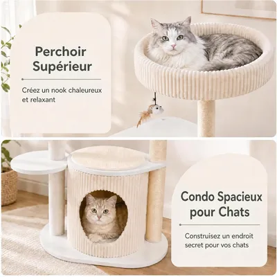 GIANTEX Arbre a Chat Interieur 105cm avec Condo, Planche à Gratter