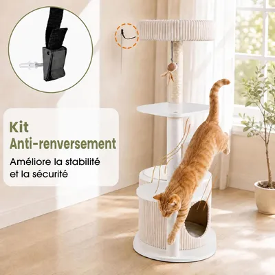 GIANTEX Arbre a Chat Interieur 105cm avec Condo, Planche à Gratter GIANTEX Arbre a Chat Interieur 105cm avec Condo, Planche à Gratter