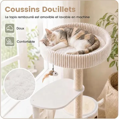 GIANTEX Arbre a Chat Interieur 105cm avec Condo, Planche à Gratter GIANTEX Arbre a Chat Interieur 105cm avec Condo, Planche à Gratter