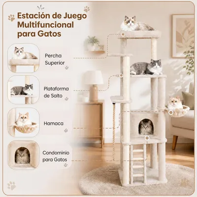 GIANTEX Árbol para Gatos Multinivel, 71 x 71 x 194 cm GIANTEX Árbol para Gatos Multinivel, 71 x 71 x 194 cm
