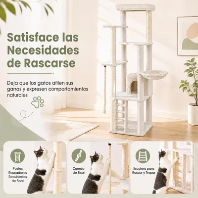 GIANTEX Árbol para Gatos Multinivel, 71 x 71 x 194 cm