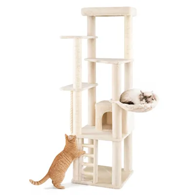 GIANTEX Arbre a Chat 194 cm Moderne Multi-Niveaux, Griffoirs en Sisal