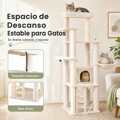 GIANTEX Árbol para Gatos Multinivel, 71 x 71 x 194 cm GIANTEX Árbol para Gatos Multinivel, 71 x 71 x 194 cm
