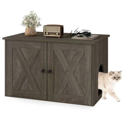 GIANTEX Meuble Litiere Chat Surélevé Bois Cache Litiere 80x53x50CM