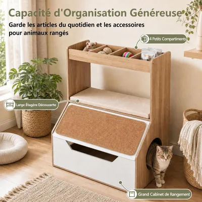 GIANTEX Meuble Litiere Chat, Anti-Basculement pour Animaux de Compagnie
