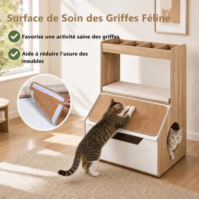 GIANTEX Meuble Litiere Chat, Anti-Basculement pour Animaux de Compagnie