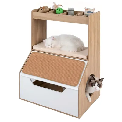 GIANTEX Meuble Litiere Chat, Anti-Basculement pour Animaux de Compagnie