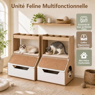 GIANTEX Meuble Litiere Chat, Anti-Basculement pour Animaux de Compagnie