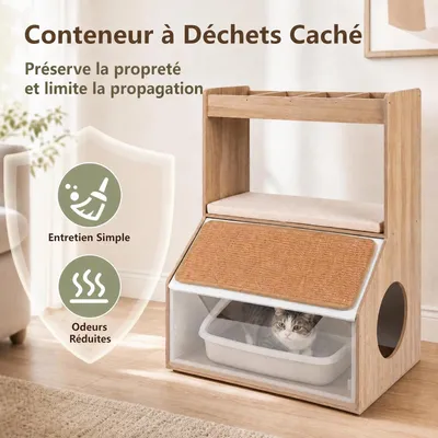 GIANTEX Meuble Litiere Chat, Anti-Basculement pour Animaux de Compagnie