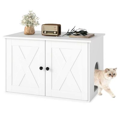 GIANTEX Meuble Litiere Chat Surélevé Bois Cache Litiere 80x53x50CM