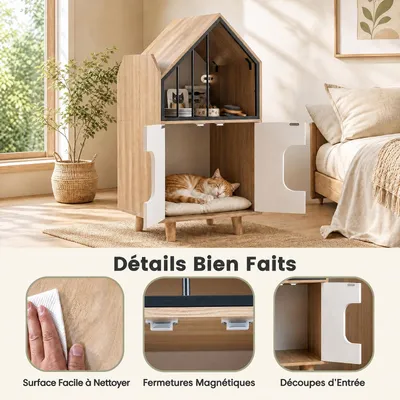 GIANTEX Meuble Litiere Chat en Forme de Maison, 50 x 48,5 x 100CM GIANTEX Meuble Litiere Chat en Forme de Maison, 50 x 48,5 x 100CM