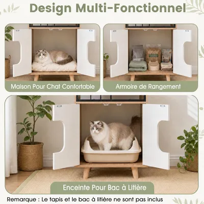GIANTEX Meuble Litiere Chat en Forme de Maison, 50 x 48,5 x 100CM GIANTEX Meuble Litiere Chat en Forme de Maison, 50 x 48,5 x 100CM