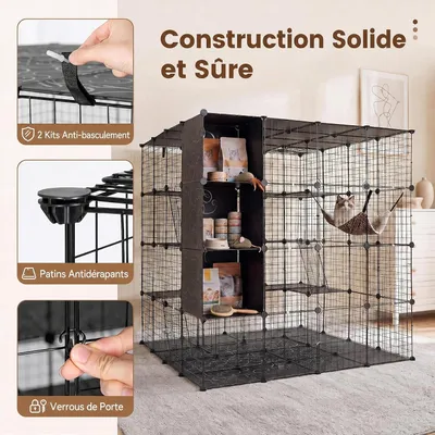 GIANTEX Cage Chat Interieur, Enclos Chat en Fil Métallique Modulable