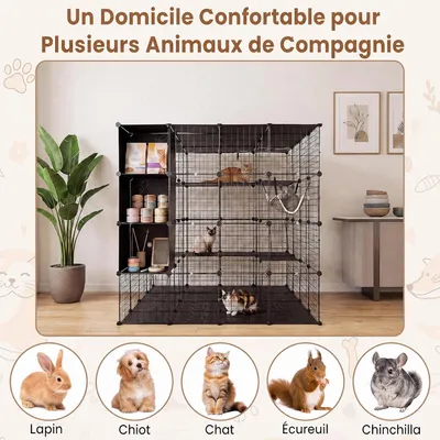 GIANTEX Cage Chat Interieur, Enclos Chat en Fil Métallique Modulable