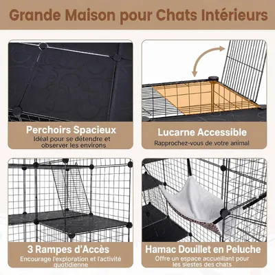 GIANTEX Cage Chat Interieur, Enclos Chat en Fil Métallique Modulable