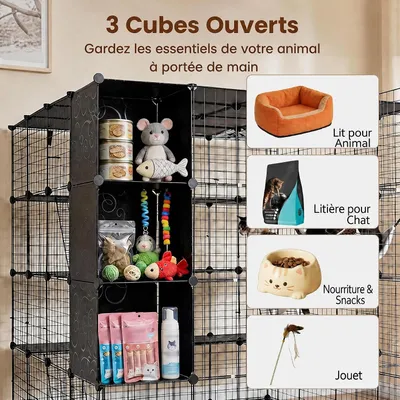 GIANTEX Cage Chat Interieur, Enclos Chat en Fil Métallique Modulable
