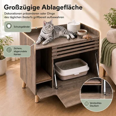 GIANTEX Katzenklo Schrank, Katzenhaus mit Klapptür & verstecktem Fach GIANTEX Katzenklo Schrank, Katzenhaus mit Klapptür & verstecktem Fach