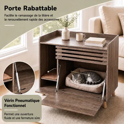 GIANTEX Meuble Litiere Chat Ventilé, 80x46x65CM, Moderne pour Salon