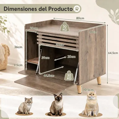GIANTEX Mueble de Arenero para Gatos 80 x 46 x 64,5 cm GIANTEX Mueble de Arenero para Gatos 80 x 46 x 64,5 cm