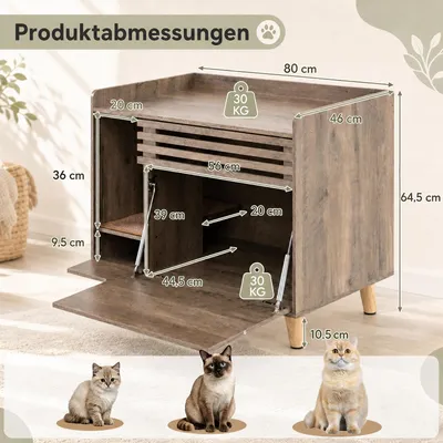 GIANTEX Katzenklo Schrank, Katzenhaus mit Klapptür & verstecktem Fach GIANTEX Katzenklo Schrank, Katzenhaus mit Klapptür & verstecktem Fach