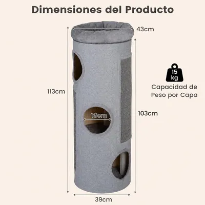 GIANTEX Árbol para Gatos de Barril con 3 Niveles
