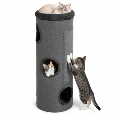 GIANTEX Kratztonne 4 Ebenen, Katzenhaus mehrstöckig mit 3 Höhlen GIANTEX Kratztonne 4 Ebenen, Katzenhaus mehrstöckig mit 3 Höhlen