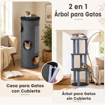 GIANTEX Árbol para Gatos de Barril con 3 Niveles