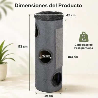 GIANTEX Árbol para Gatos de Barril con 3 Niveles