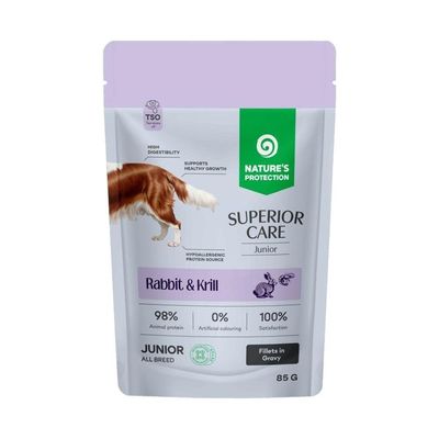 Nature's Protection comida húmeda sin cereales conejo y krill perros junior