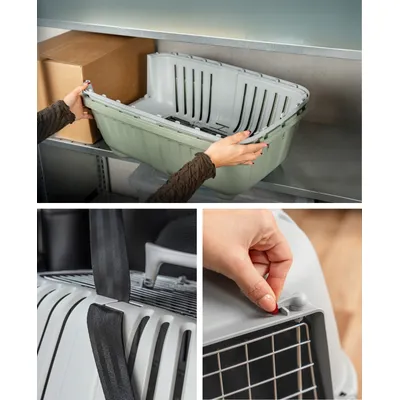 lionto Katzentransportbox mit Metalltür und Tragegriff bis 15 kg
