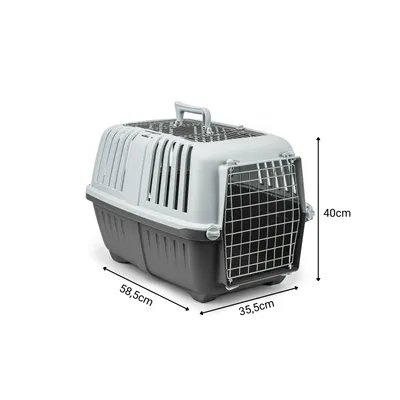 lionto Katzentransportbox mit Metalltür und Tragegriff bis 15 kg