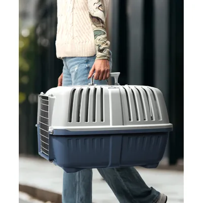 lionto Katzentransportbox mit Metalltür und Tragegriff bis 15 kg