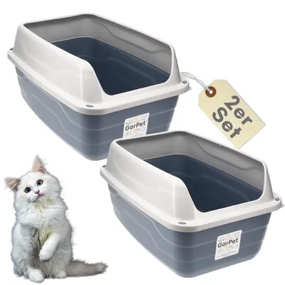 GarPet 2er Set Katzenklo Hoher Rand Extra hohe Katzentoilette GarPet 2er Set Katzenklo Hoher Rand Extra hohe Katzentoilette
