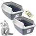 GarPet 2er Set Katzenklo Hoher Rand Extra hohe Katzentoilette